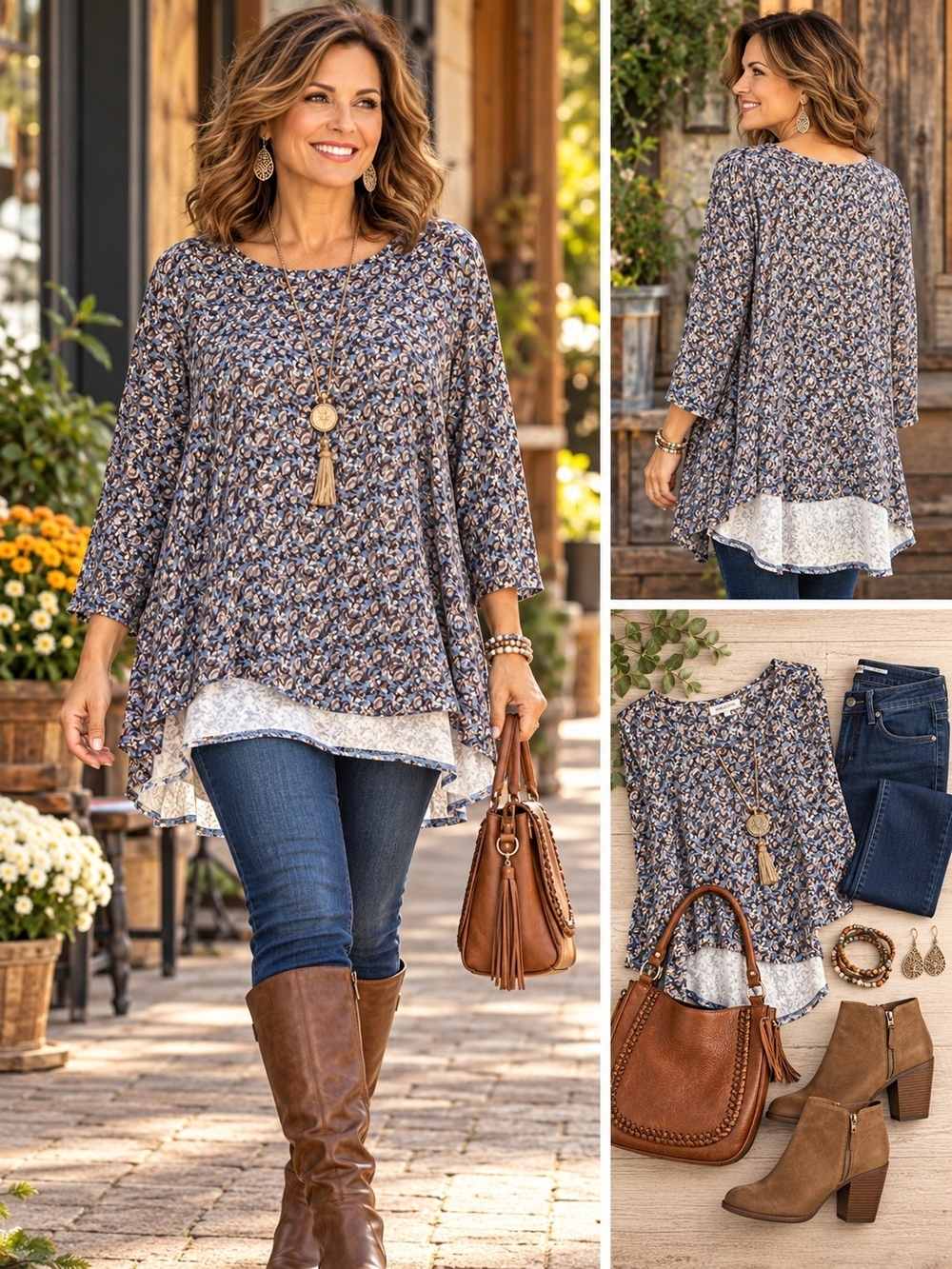 Philosophy Women’s 3X Blue Paisley Floral Hi-Low Tunic Top NWT